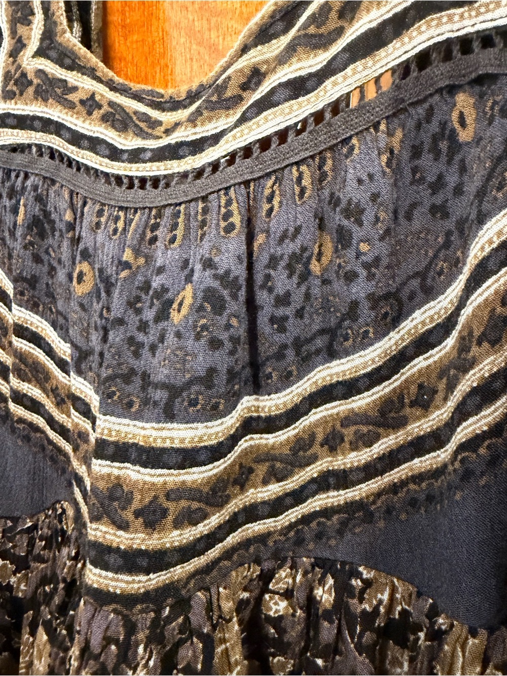 Free People Boho Paisley Floral Mini Dress Brown Black M - Picture 2 of 6